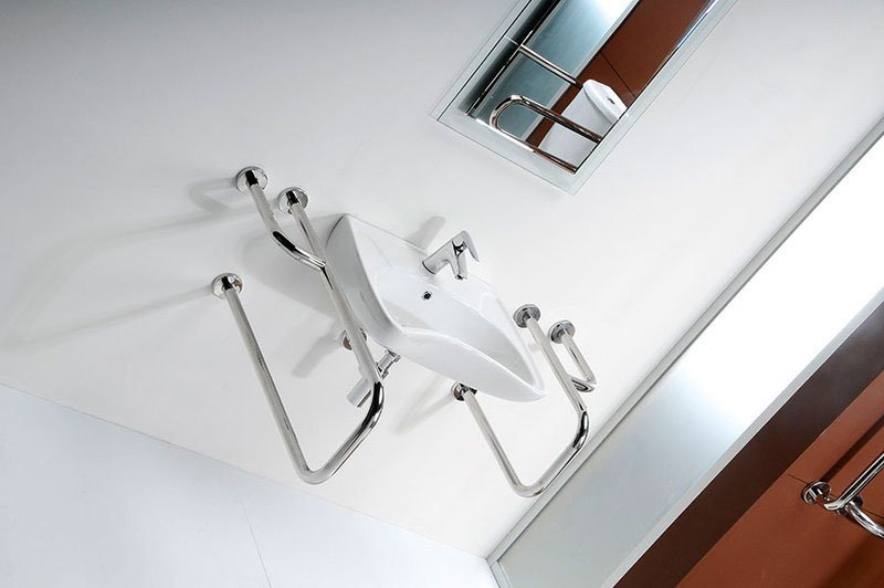 Isvea Handicap umywalka 59,5x45,6 cm prostokątna ścienna dla niepełnosprawnych biała 10TP60060