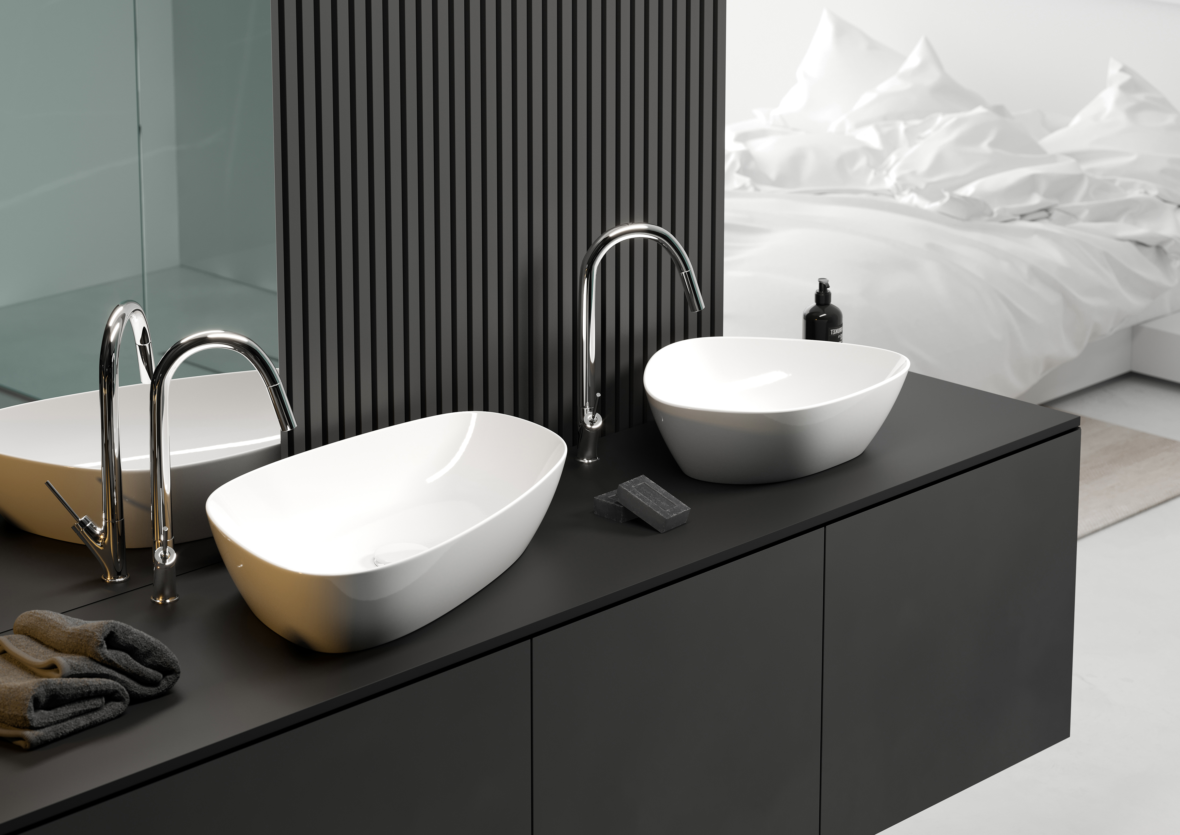 Meissen Keramik Kontra umywalka 60x40 cm nablatowa asymetryczna biały mat K682-010