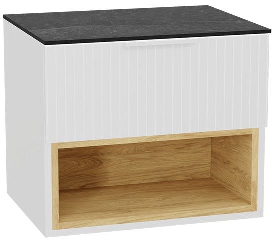 Zestaw Excellent Tuto 2.0 szafka 60 cm podumywalkowa wisząca z blatem biały-dąb-grafit MLEX.2171.K.60.03MA.WHWH