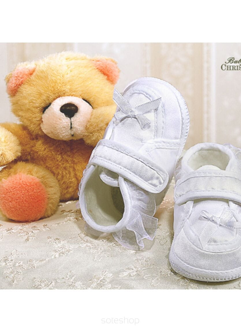 Buciki baletki atłasowe do chrztu białe