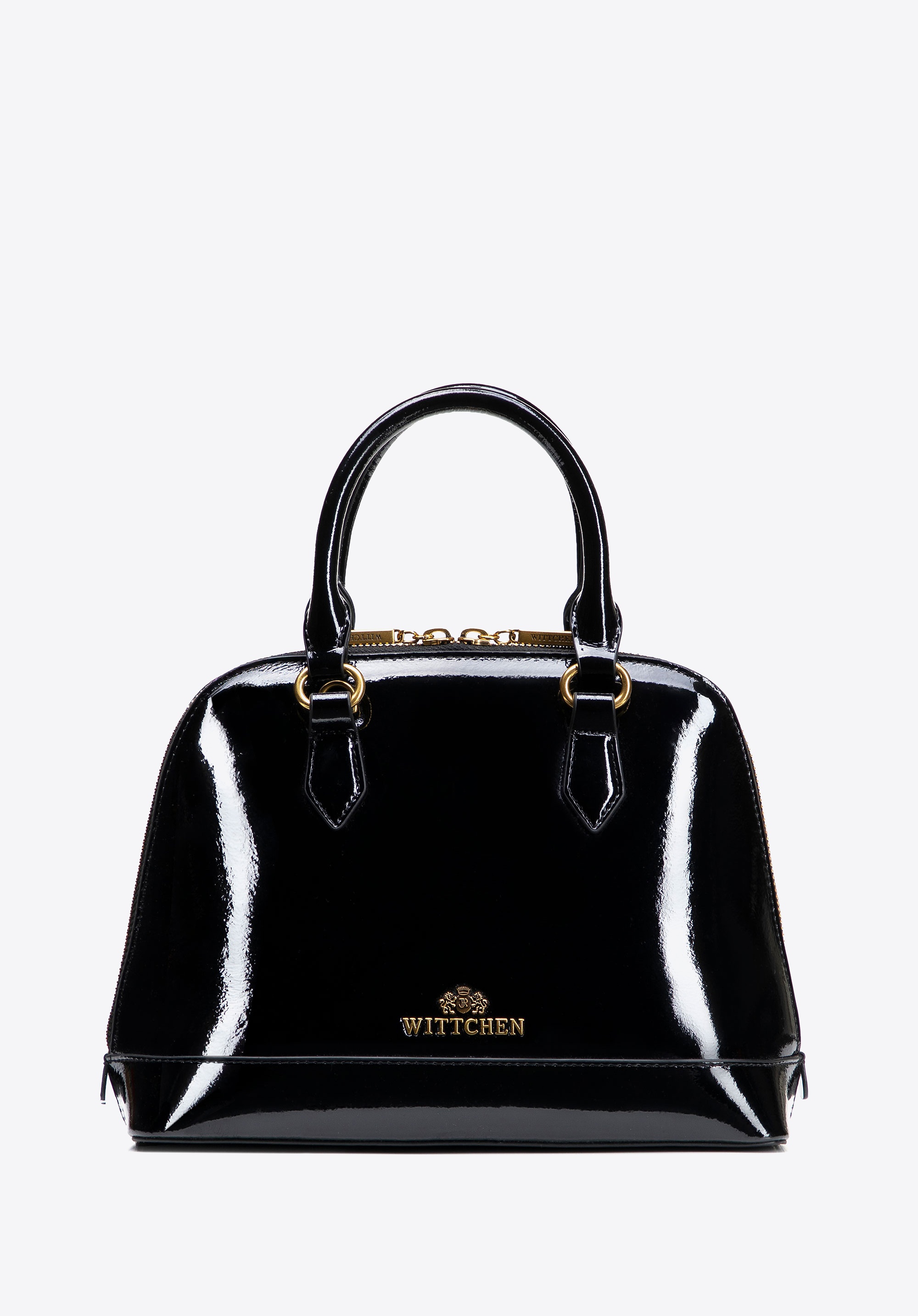 Dodatkowe rabaty - Elegancki kuferek ze skóry lakierowanej czarny