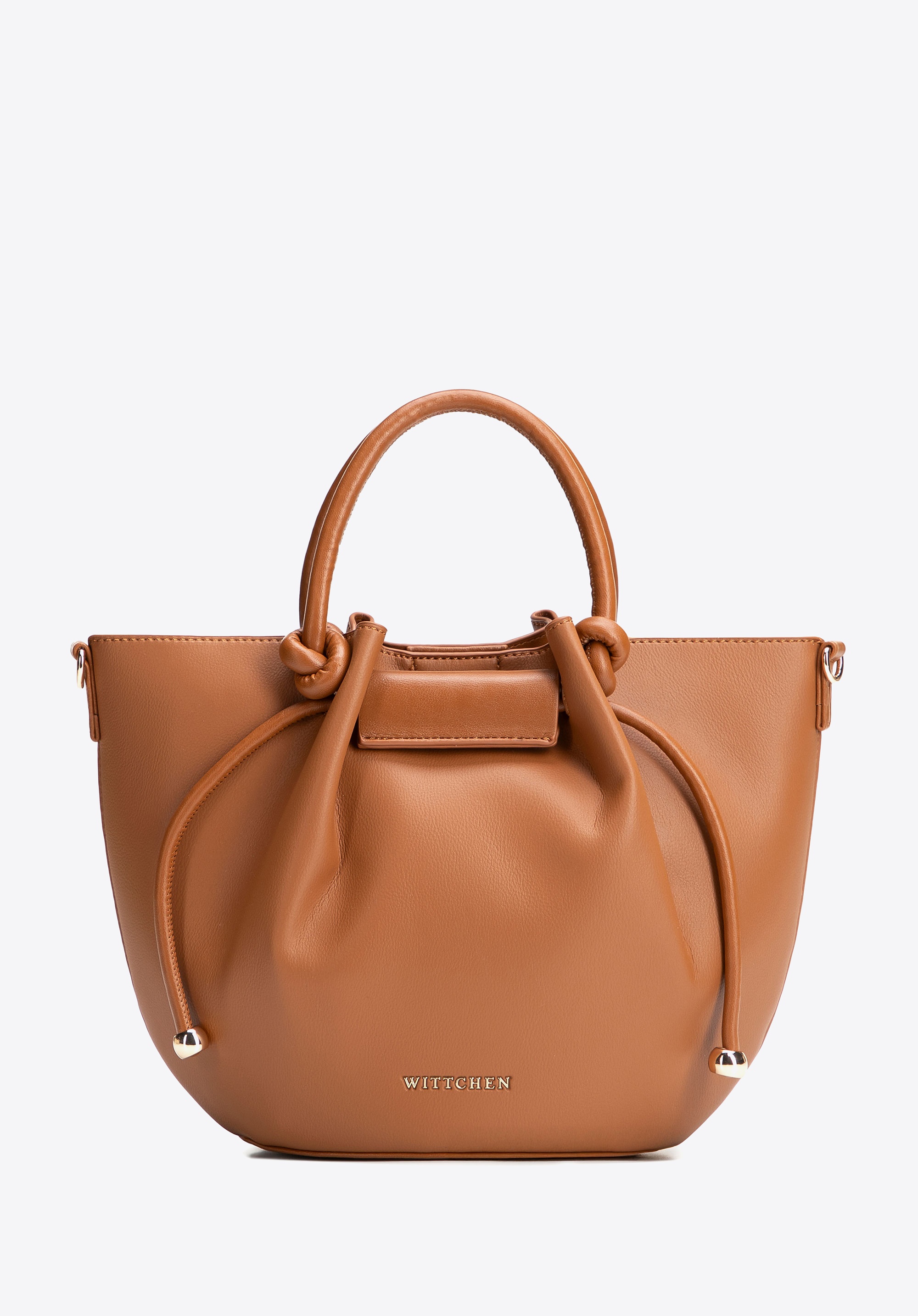 Damska torebka worek z imitacji skóry brązowa