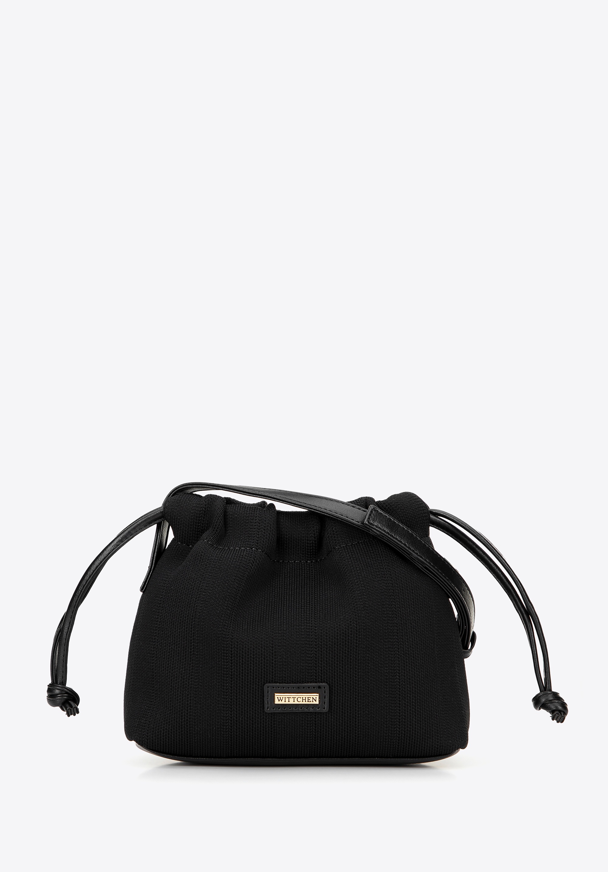 Damska torebka typu worek z troczkami mała czarna