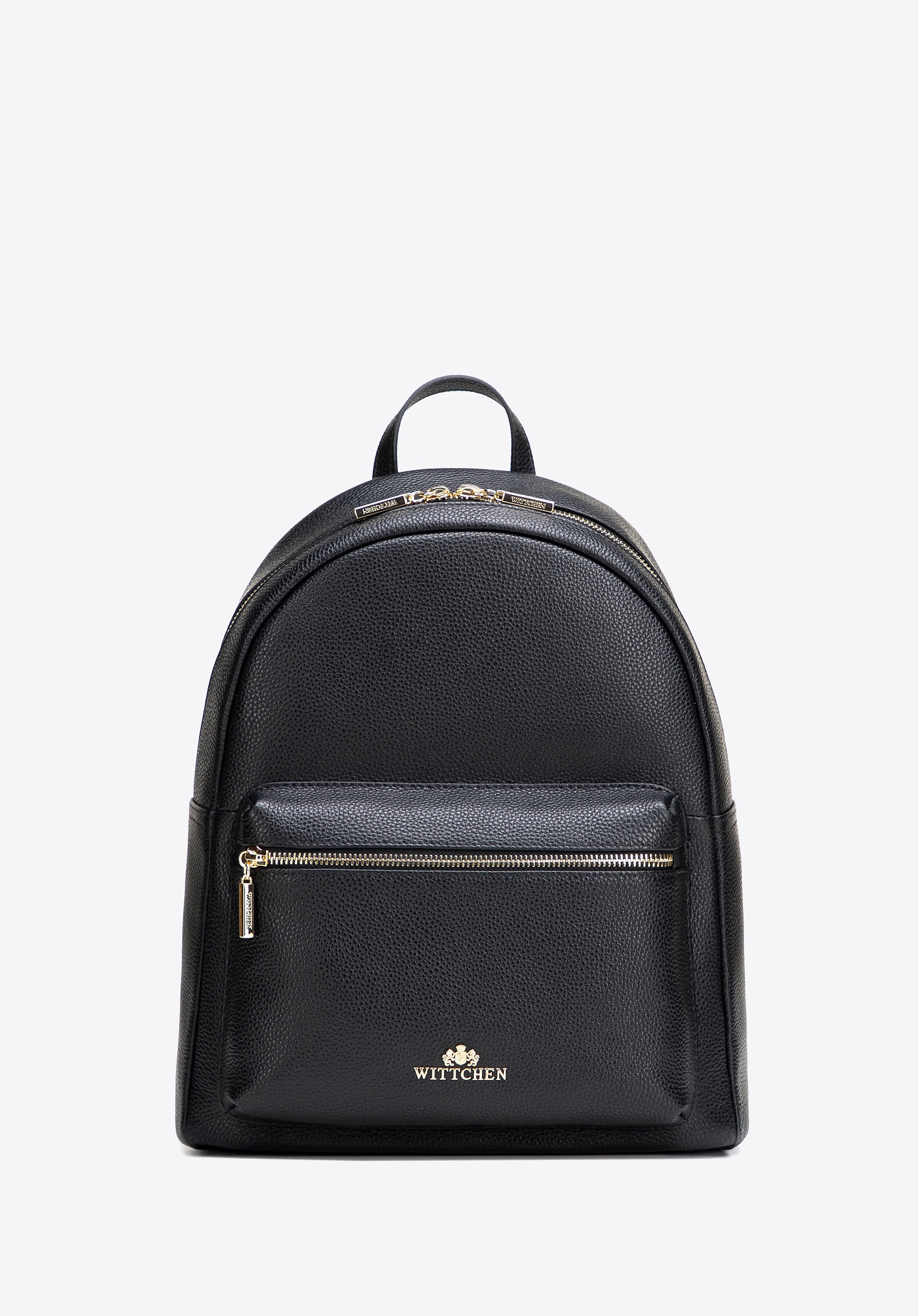 Dodatkowe rabaty - Duży plecak damski ze skóry naturalnej groszkowej czarno - złoty