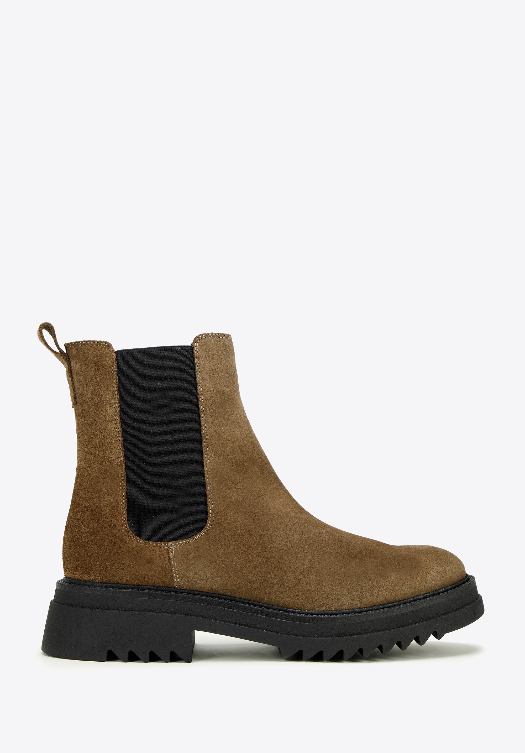 Damskie sztyblety zamszowe na grubej podeszwie jasny brąz