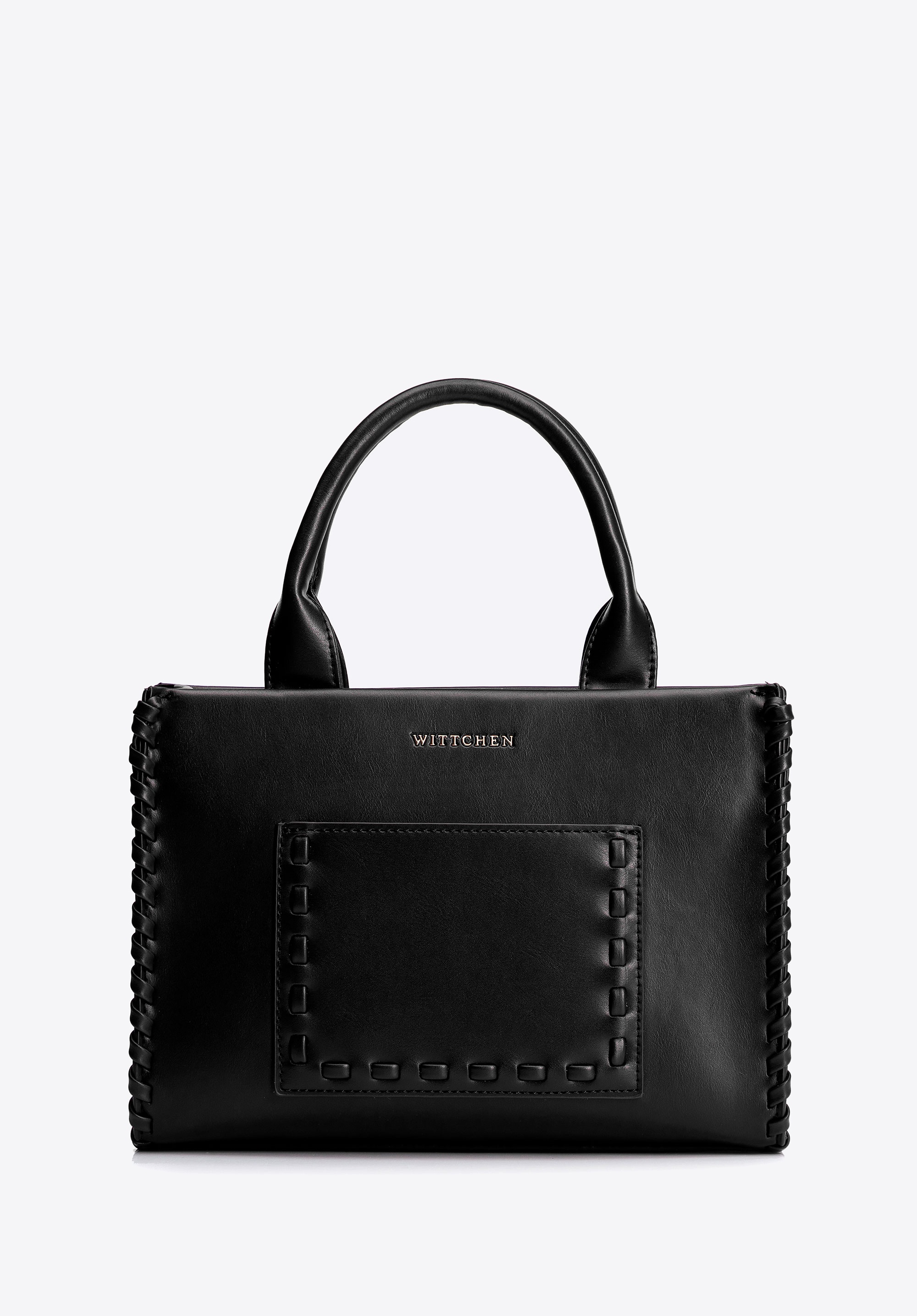 Damski kuferek z imitacji skóry z dekoracyjną plecionką czarny