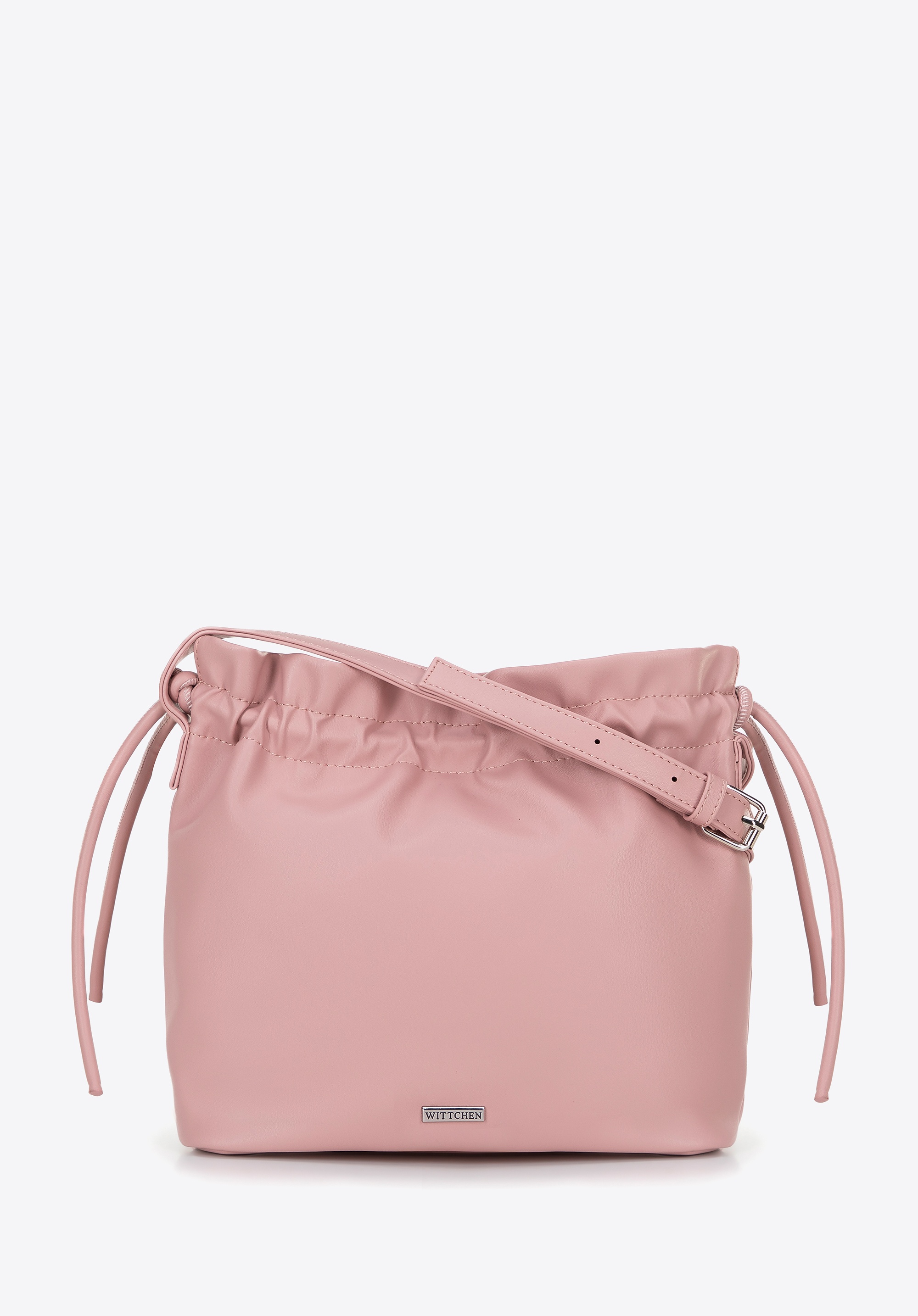 Damska torebka crossbody z dekoracyjnymi wiązaniami różowa