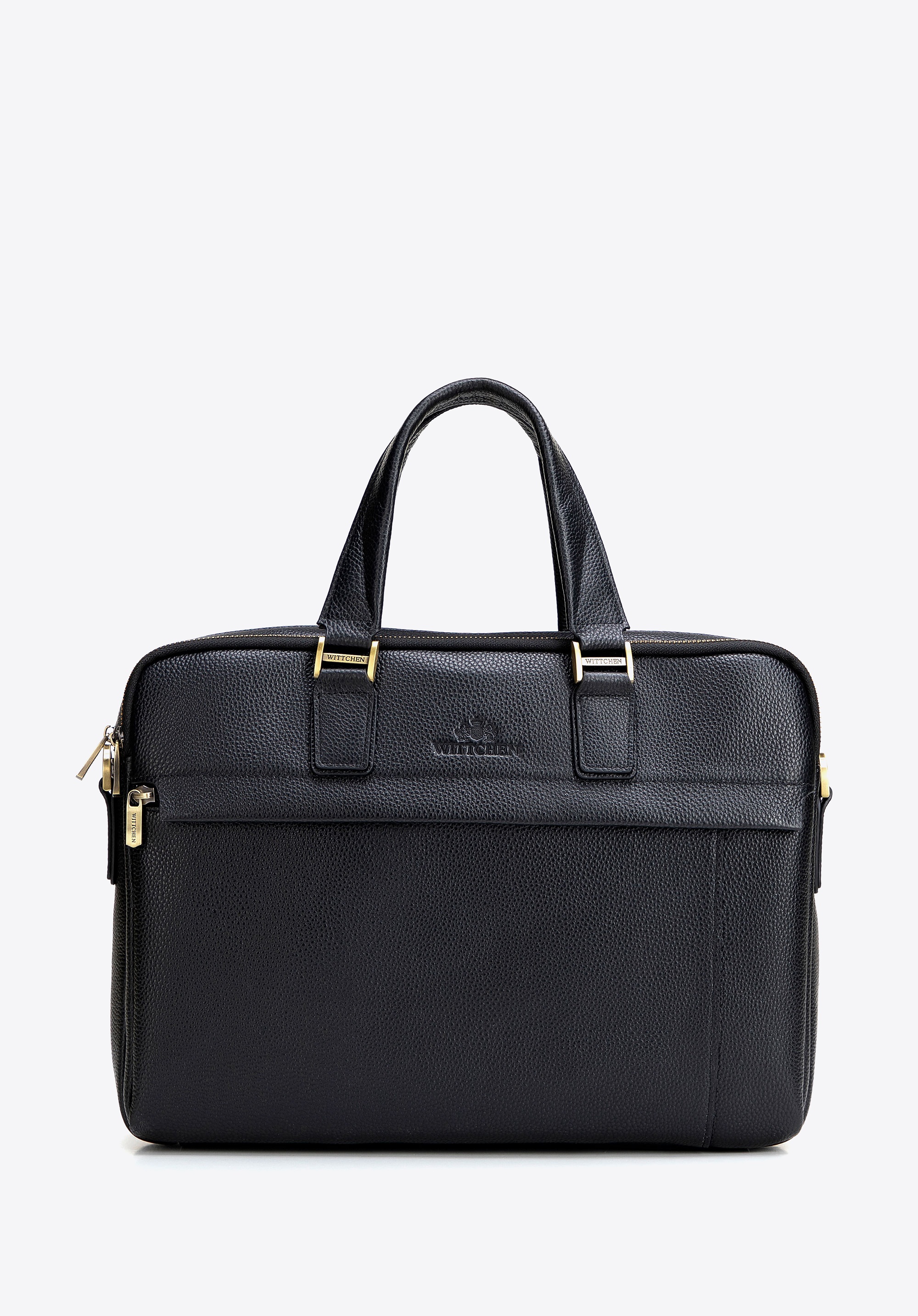 Torba na laptopa 15” ze skóry naturalnej dwukomorowa czarna