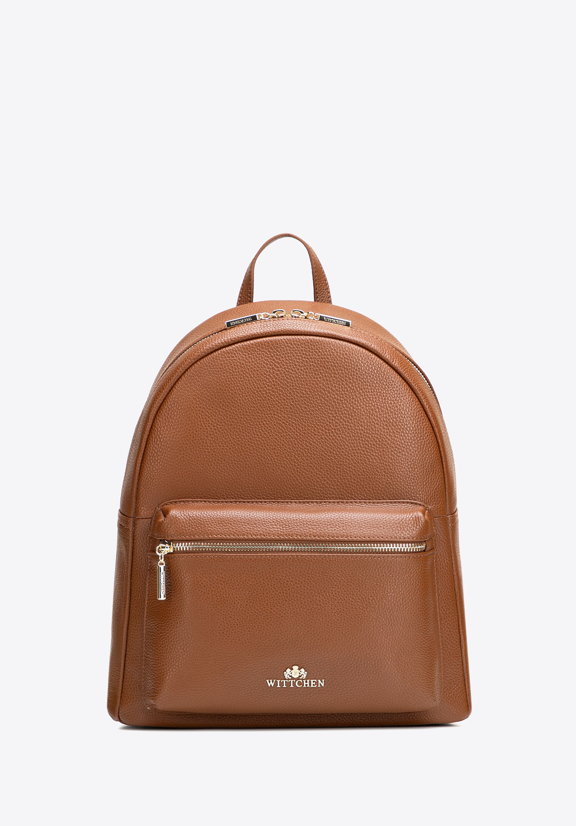 Duży plecak damski ze skóry naturalnej groszkowej jasny brąz