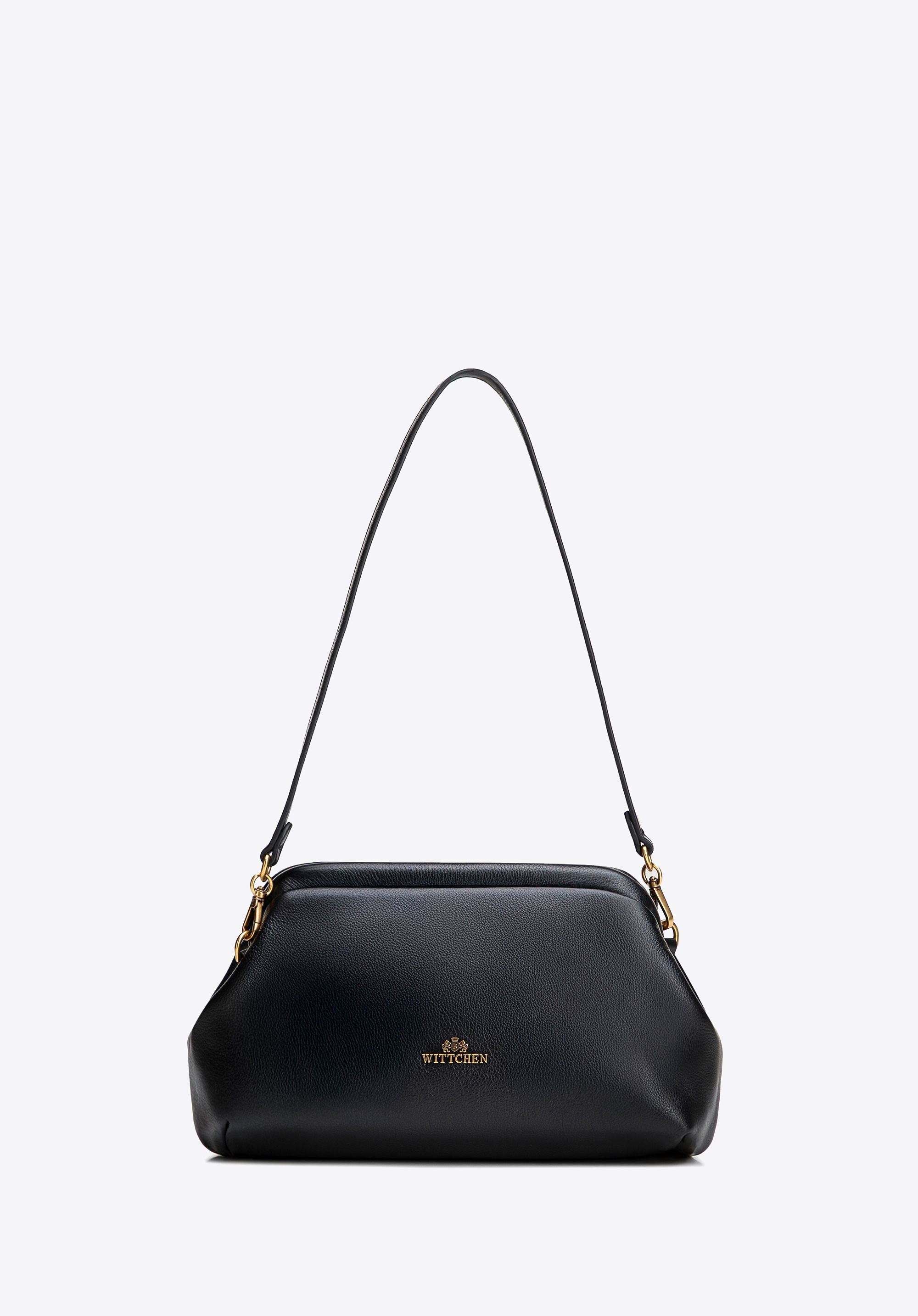 Kopertówka ze skóry naturalnej z łańcuszkiem czarna