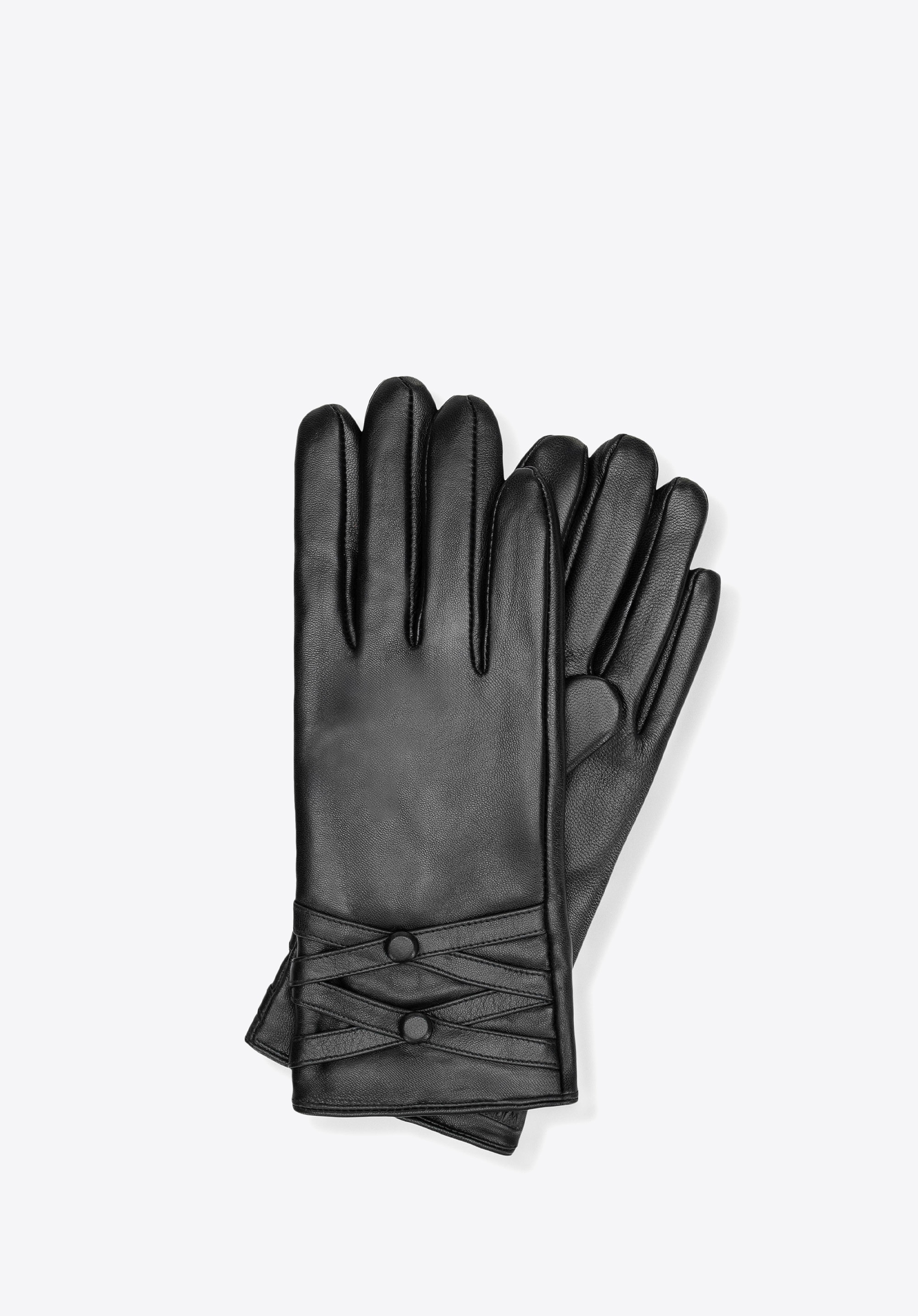 Ocieplane rękawiczki damskie ze skóry naturalnej czarne