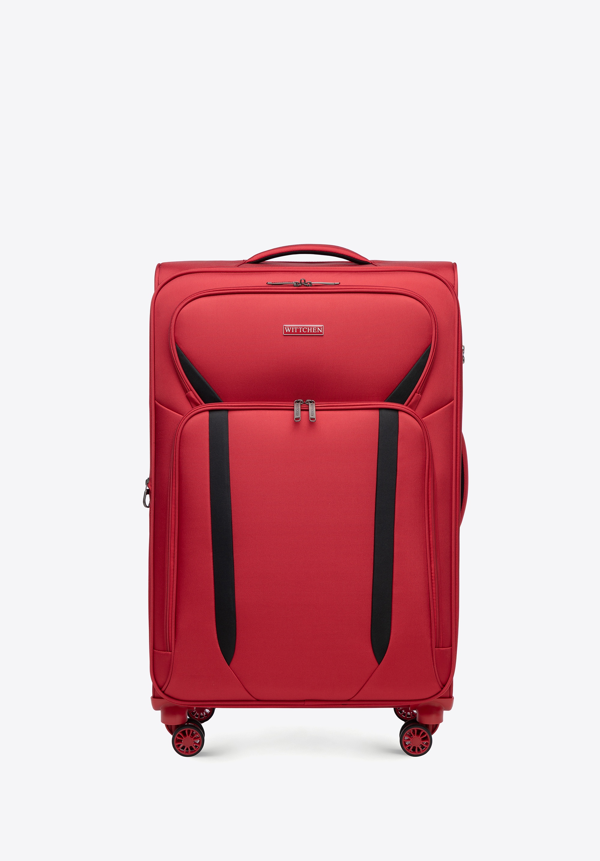 Duża walizka miękka dwukolorowa czerwono - czarna