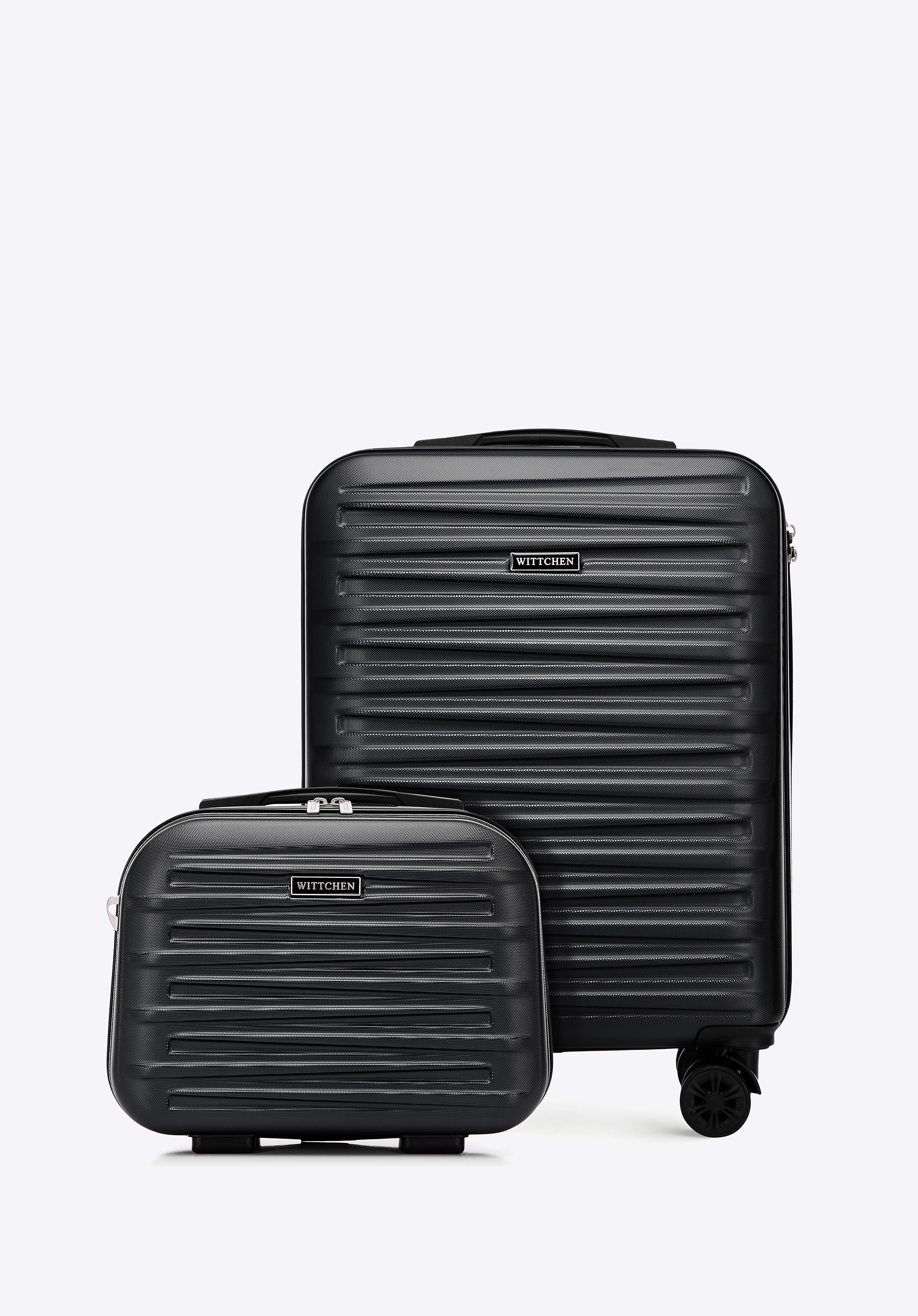 Zestaw walizki kabinowej i kosmetyczki z ABS-u czarny