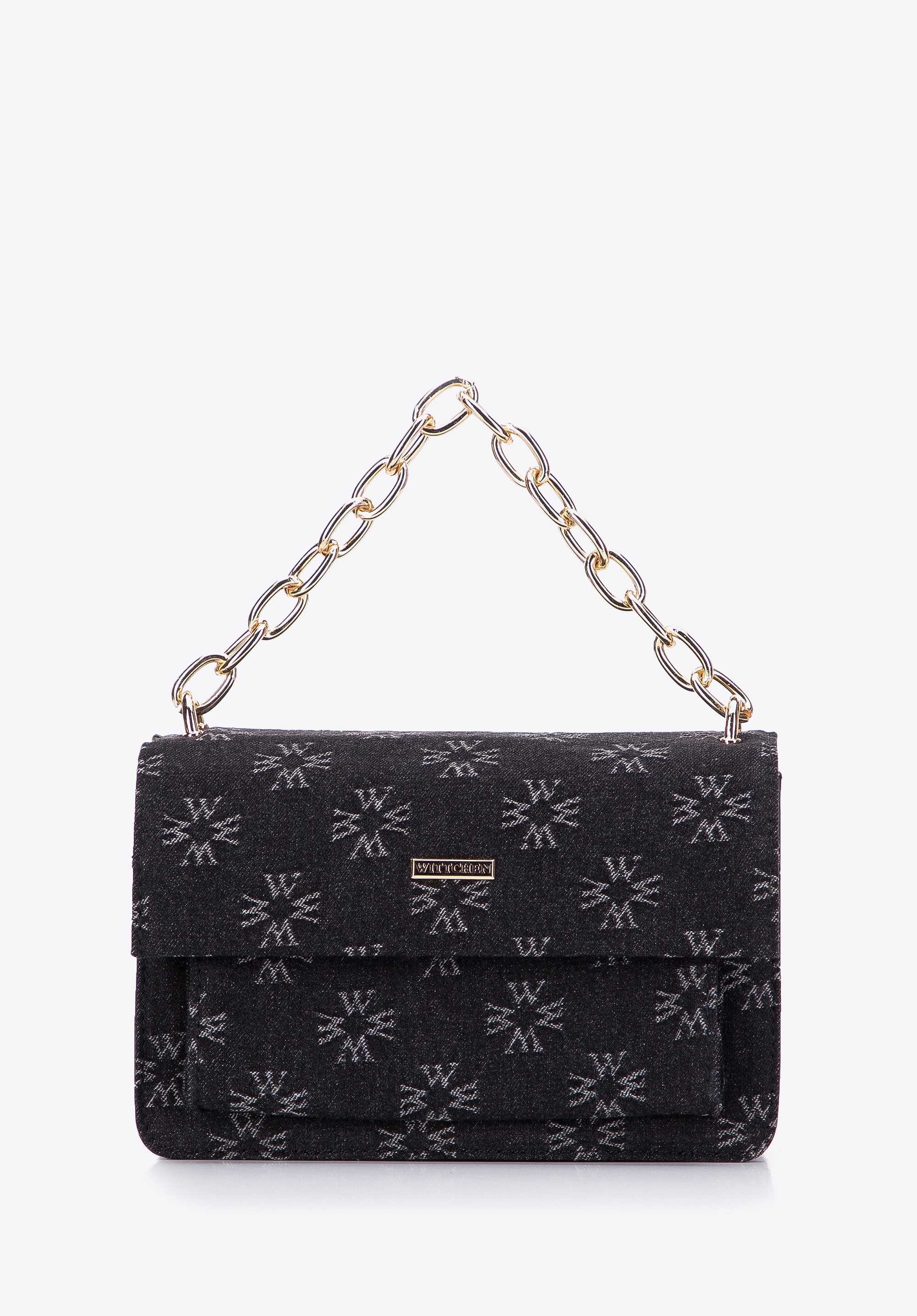 Damska listonoszka dżinsowa w monogram mała czarna