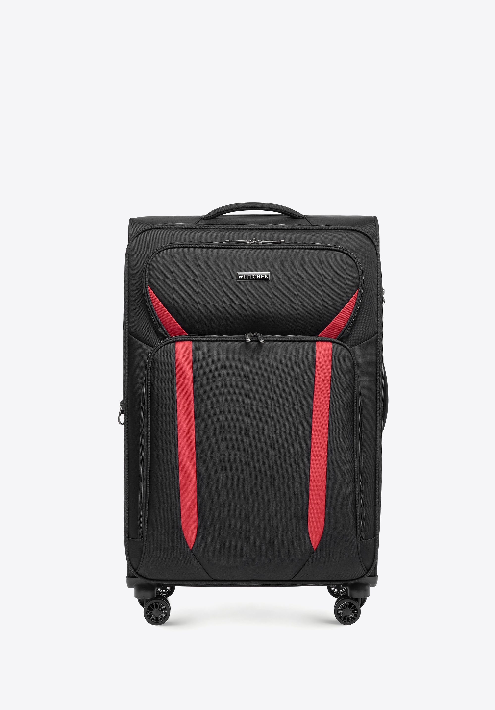 Dodatkowe rabaty - Duża walizka miękka dwukolorowa czarno - czerwona