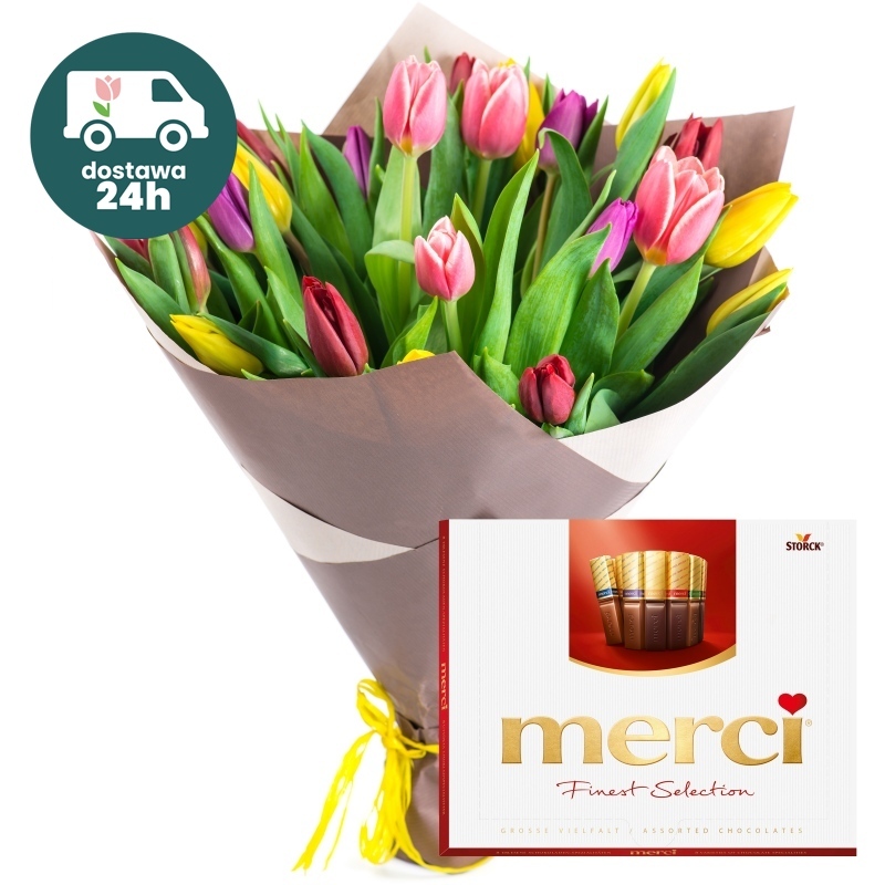 Bukiet Kolorowe tulipany z Merci