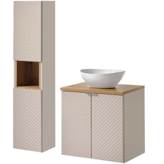 COMAD Zestaw mebli VIVA CASHMERE szafka z blatem OAK 60 cm, umywalka