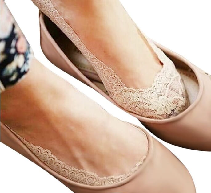 3 pak Koronkowe stopki damskie z silikonem 027