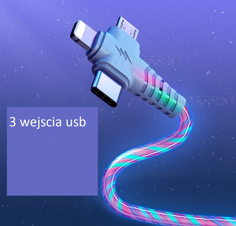 Kabel usb 3 wejscia / MICRO - C - IPHONE 12 11 Pro