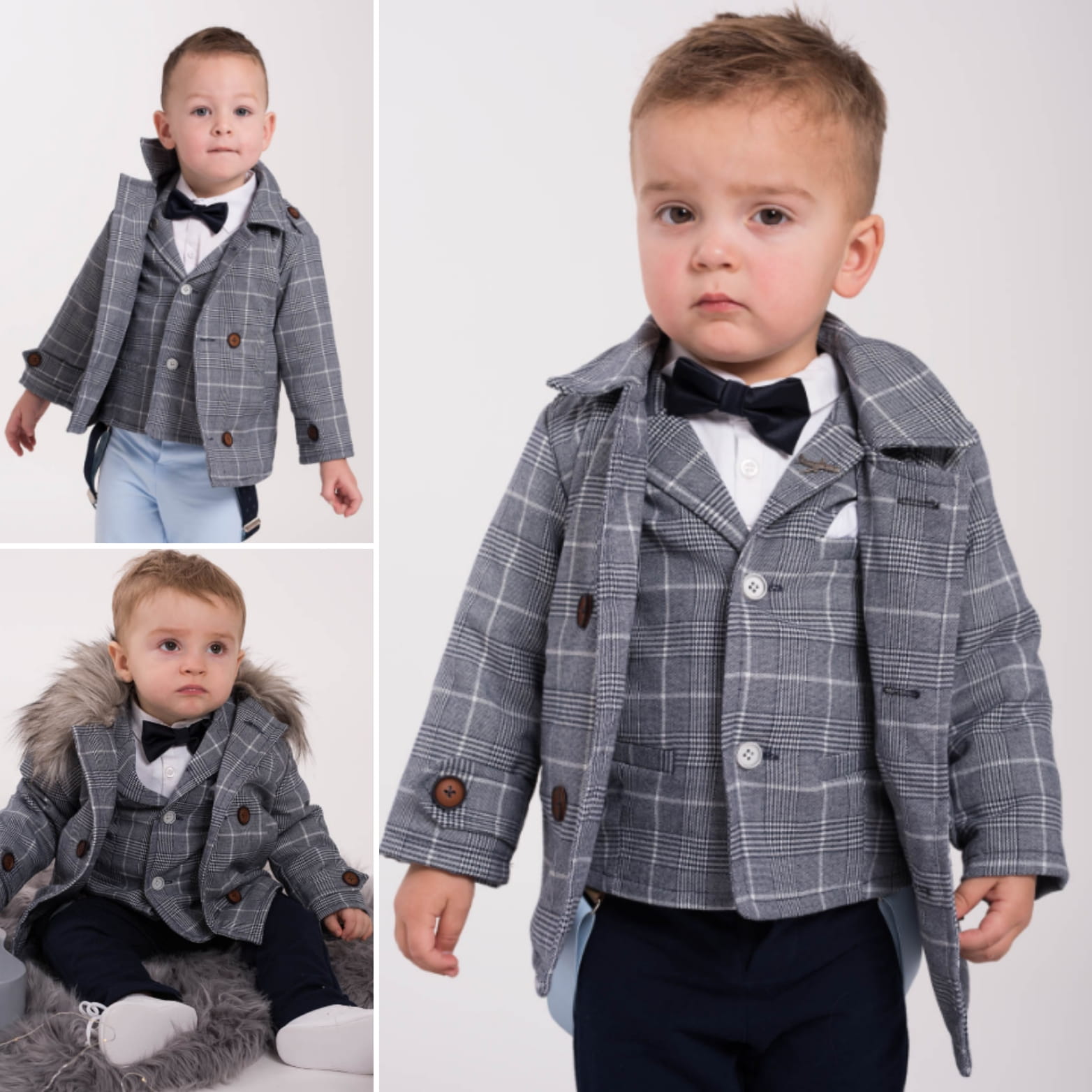 LaFerio Sevilla Płaszczyk chłopięcy w kratę do chrztu