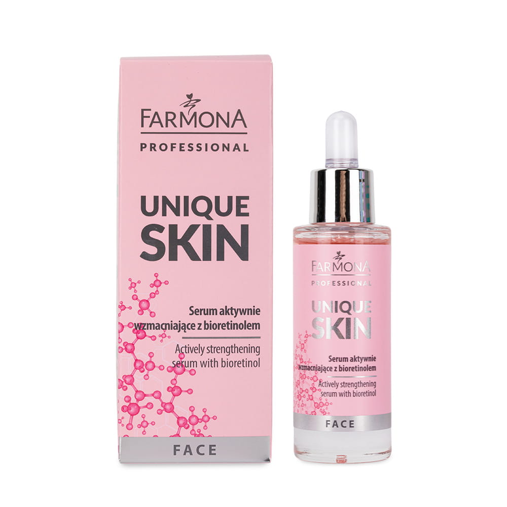 WYPRZEDAŻ 18 Serum do twarzy aktywnie wzmacniające z bioretinolem Farmona Unique Skin 30 ml
