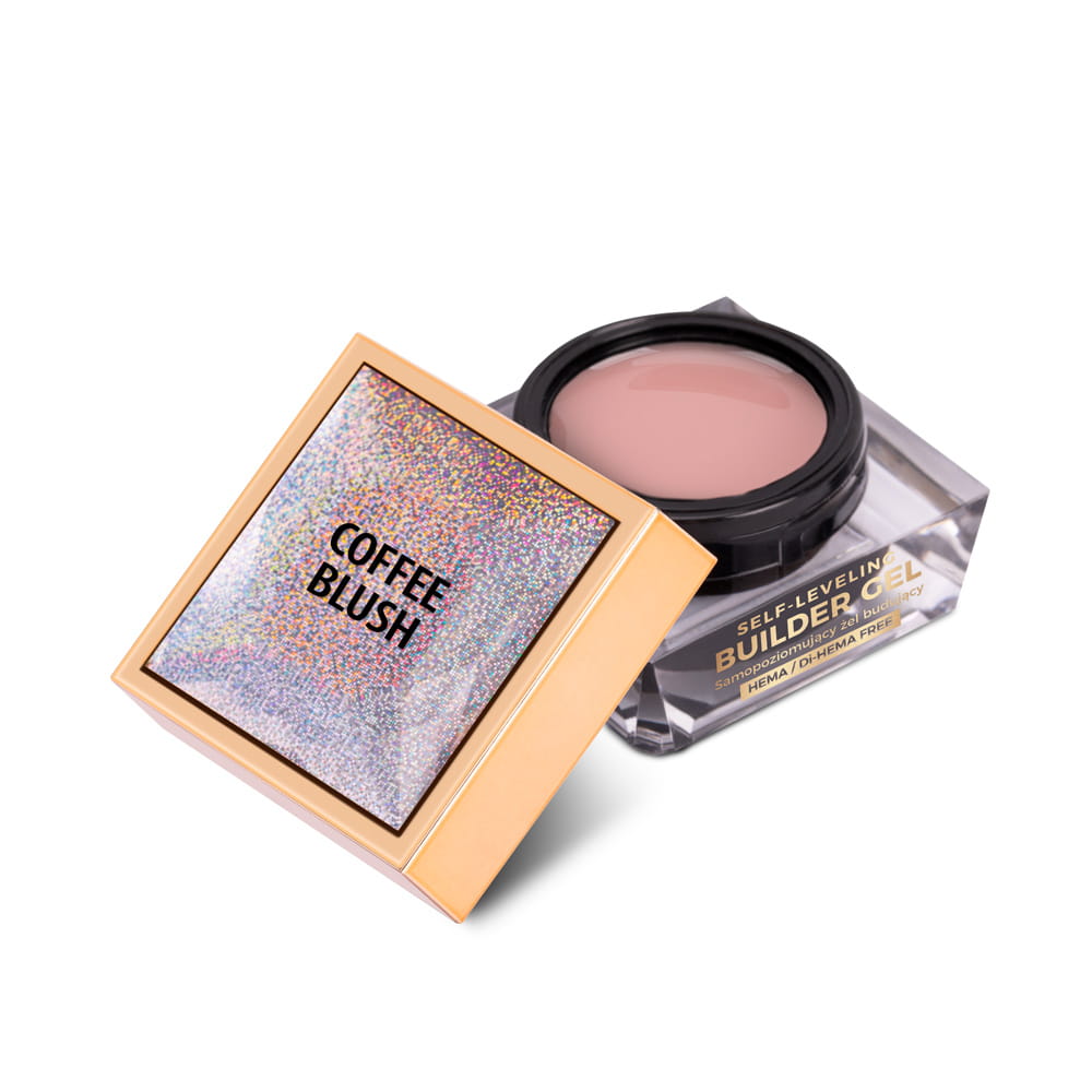 Budujący żel samopoziomujący twardy średniogęsty builder gel self leveling Molly Nails Coffee Blush HEMA/Di-HEMA Free 15 g