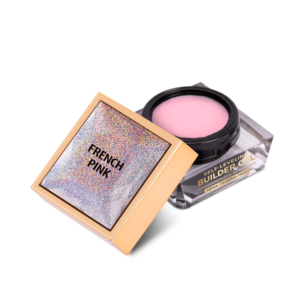Budujący żel samopoziomujący twardy średniogęsty builder gel self leveling Molly Nails French Pink HEMA/Di-HEMA Free 15 g