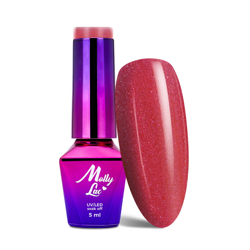 Lakier hybrydowy LED/UV Gel Polish MollyLac Fantasyland Glitter Nr 311 Red Power 5 ml