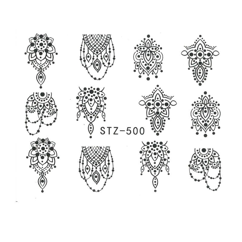 Naklejki wodne do paznokci wzory ornamenty STZ-500