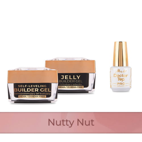 Molly Nails PRO MATCH SYSTEM 2+1 Nutty Nut 2 żele budujące + Doctor Top 15g