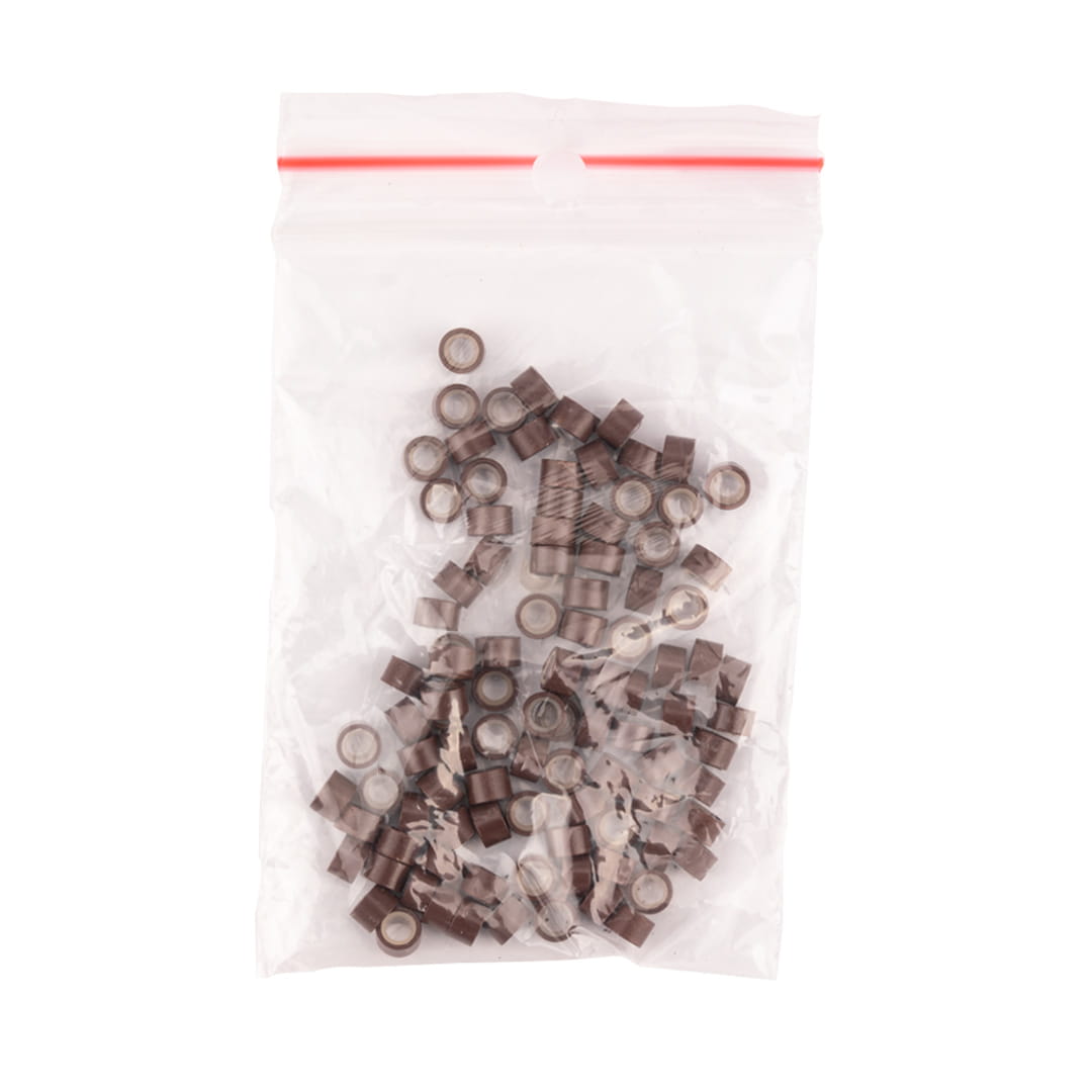 Mikroringi z silikonem do przedłużania włosów 5 mm kolor Nr 3 woreczek 100 szt