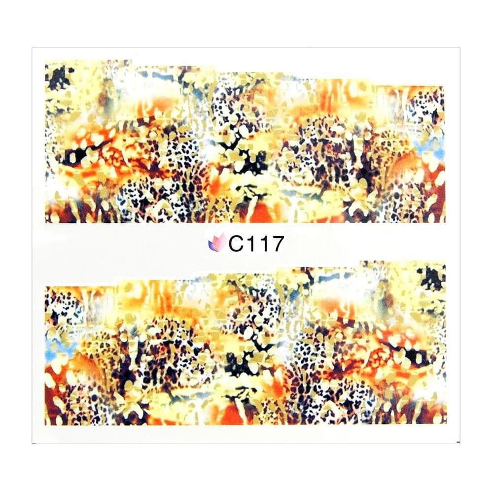 Naklejki wodne do paznokci arkusz 7 x 6,5 cm na 10 palców Nr c117