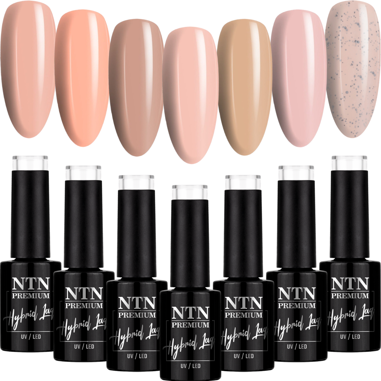 7x Lakier Hybrydowy NTN 5g Beżowe Brązowe Mix Wiosenny ZESTAW 7w1
