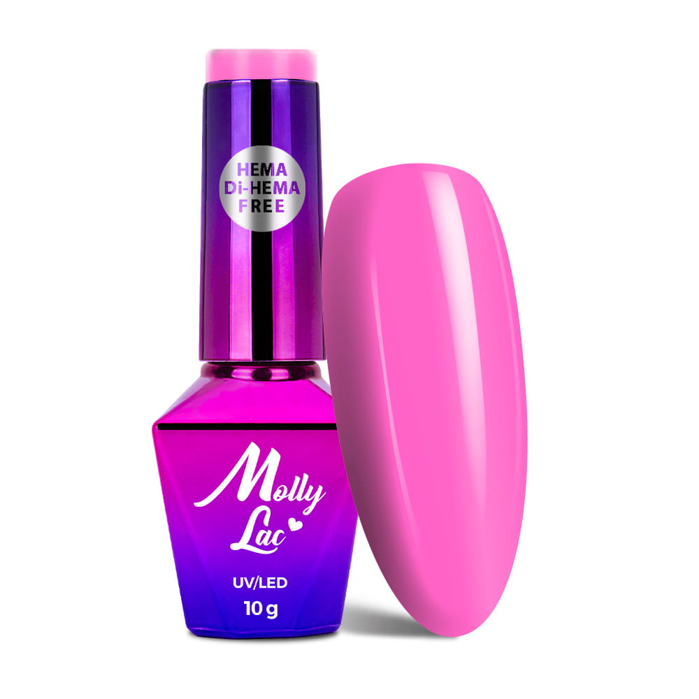 Lakier hybrydowy LED/UV Gel Polish MollyLac Power Flower Nr 724 fuchsia HEMA/Di-HEMA Free 10g