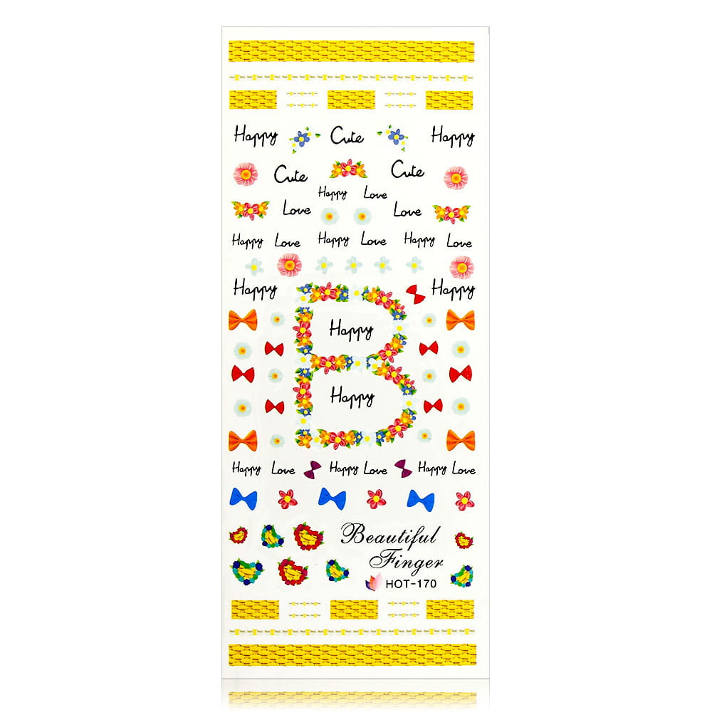 Naklejki wodne do paznokci arkusz 12,5 x 5,5 cm hot Nr 170