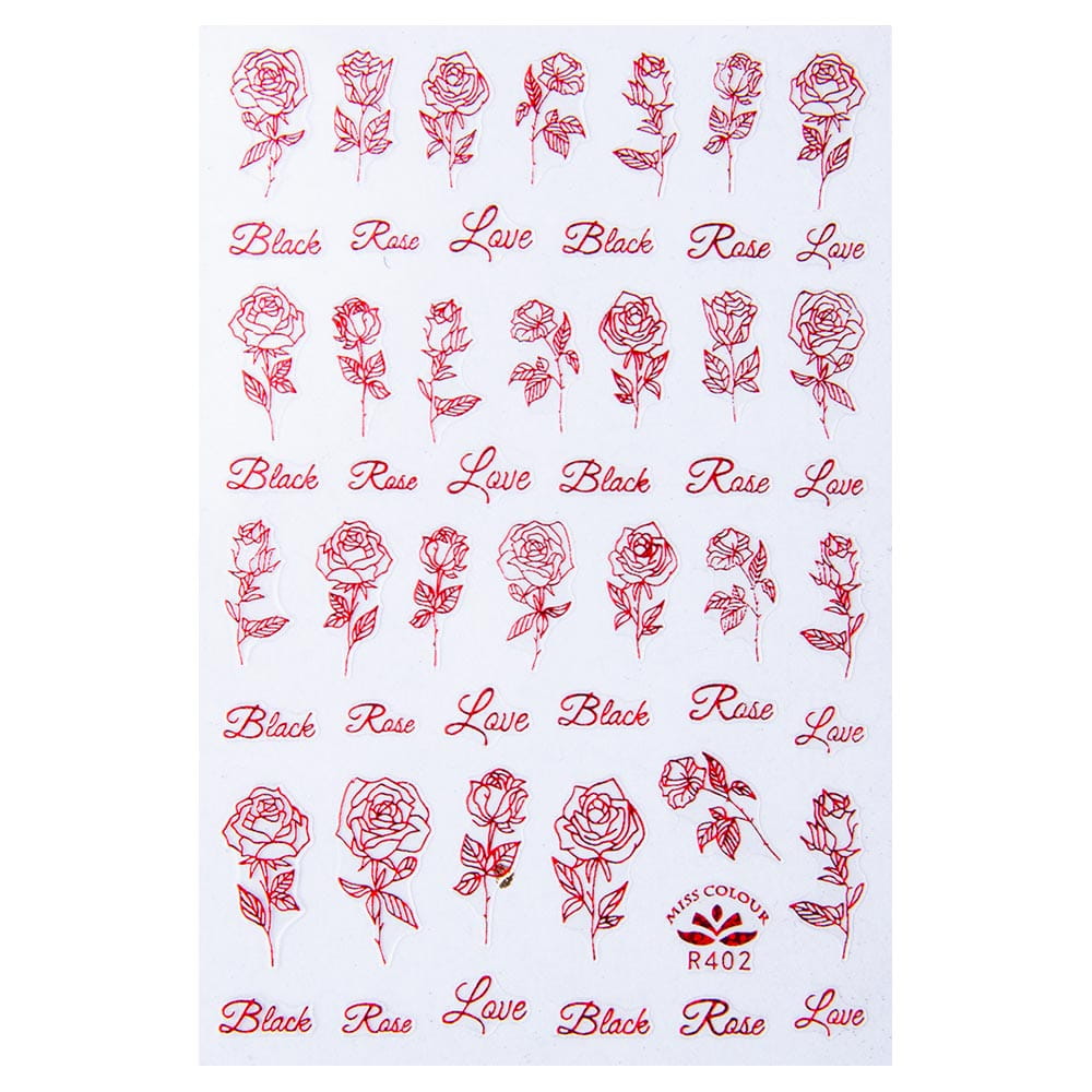 Naklejki do paznokci cienkie samoprzylepne walentynkowe R402 czerwone