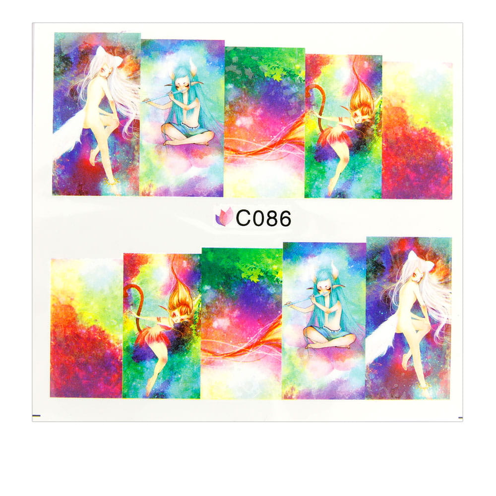 Naklejki wodne do paznokci elfy C-086