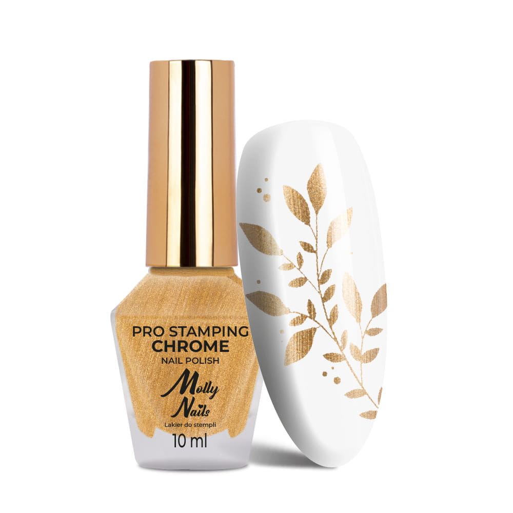 Lakier do stempli i stampingu Molly Nails PRO Stamping Chrome złoty gold 10ml