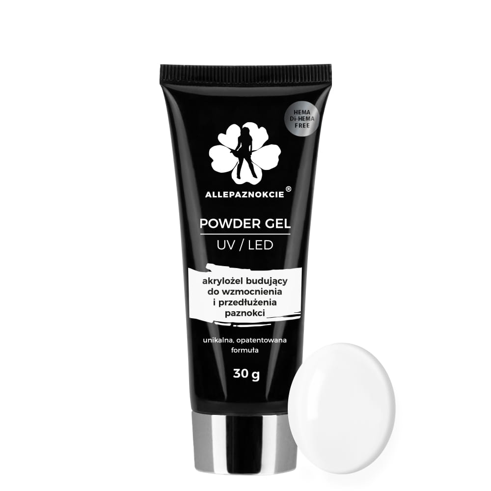 Powder Gel akrylożel Allepaznokcie HEMA/Di-HEMA Free White 30 g