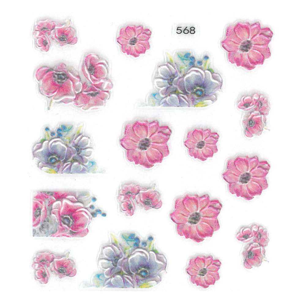 Naklejki do paznokci 5D samoprzylepne kwiaty Nr 568