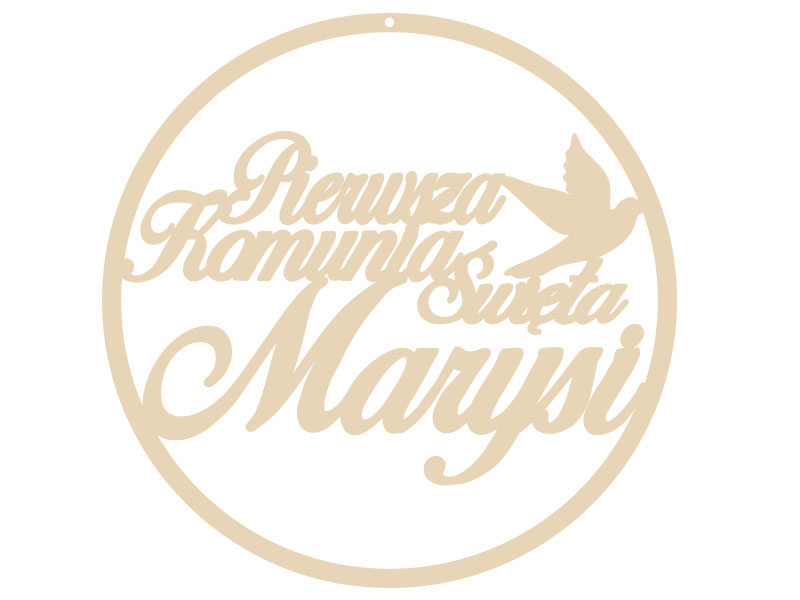 Obręcz koło do łapacza snów, makramy Komunia Święta z imieniem 25cm