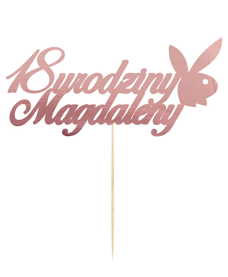 Topper napis lustrzany na tort 18-stka z imieniem Dz