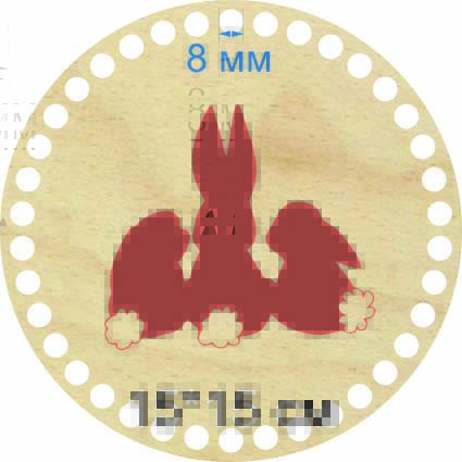 Baza dno koszyka koło 15cm, 8mm grawer wielkanocy zajączki ,króliczki.