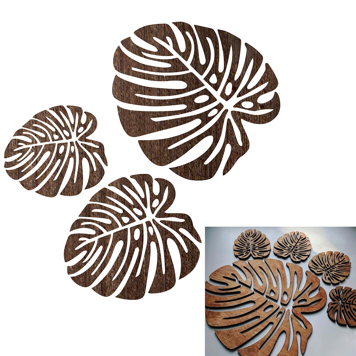 Baza liść monstery taca pod kubek do kawy i herbaty brąz rustykalny 20cm