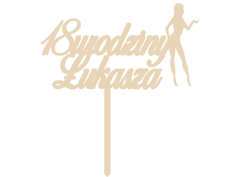 Topper napis drewniany na tort 18-stka z imieniem Ch