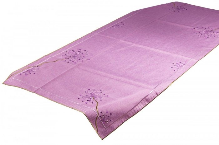 Obrus Haftowany Bruna 245 85x85 cm kolor: Fioletowy
