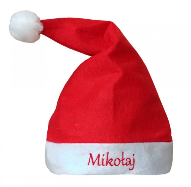 Czapka Mikołaja z Twoim imieniem, haft komputerowy