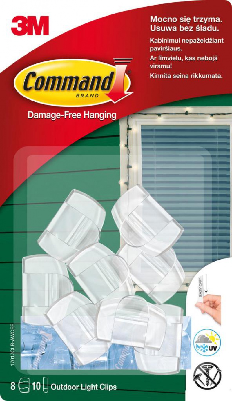 Klipsy do wieszania lampek COMMAND Outdoor (17017CLR-AWCEE), 8szt., transparentne