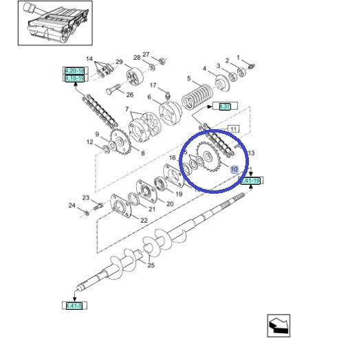Koło łańcuchowe napędu 451358 New Holland Case CNH