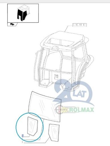 Szyba przednia dolna New Holland TD 5000 CASE JX 87626591 CNH